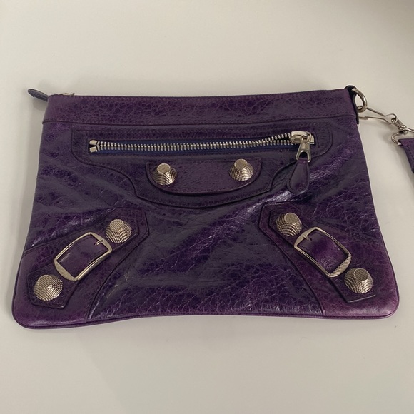 SOLD- Balenciaga Vintage Giant Motocross Flat Violet Purple Clutch Bag Wristlet - Picture 5 of 17